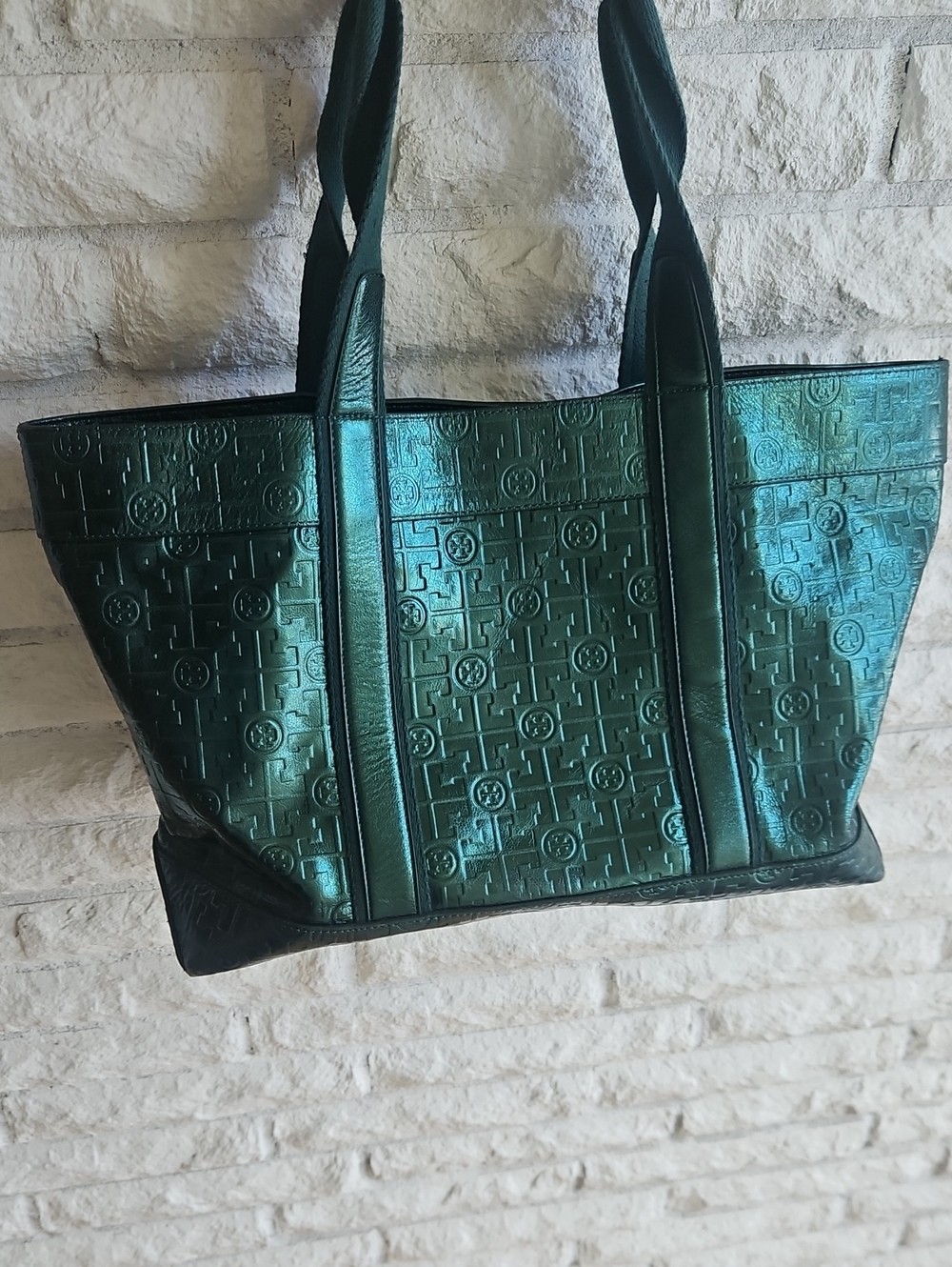 Tory Burch T Monogram Embossed Metallic Ella Tote